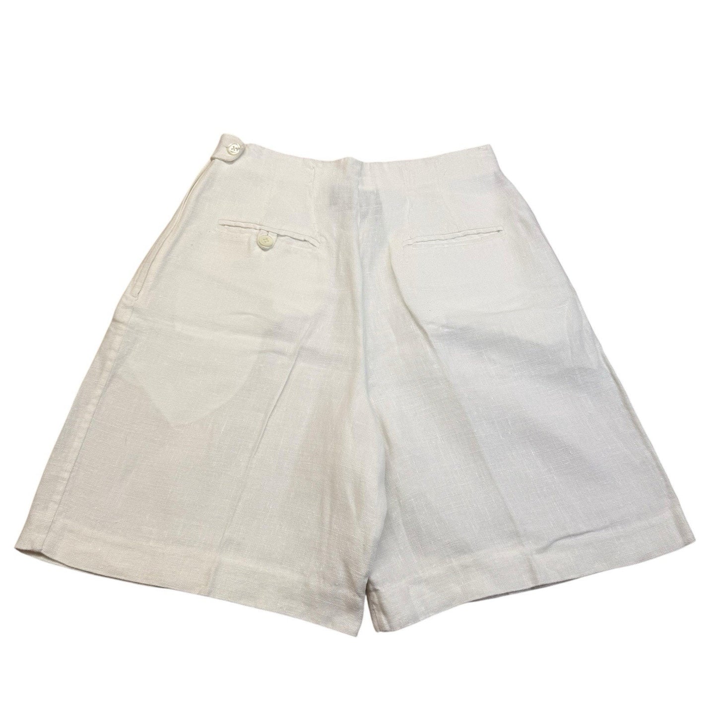Vintage Y2K Ralph Lauren Linen Shorts Women’s 6 Ivory High Rise Pleated
