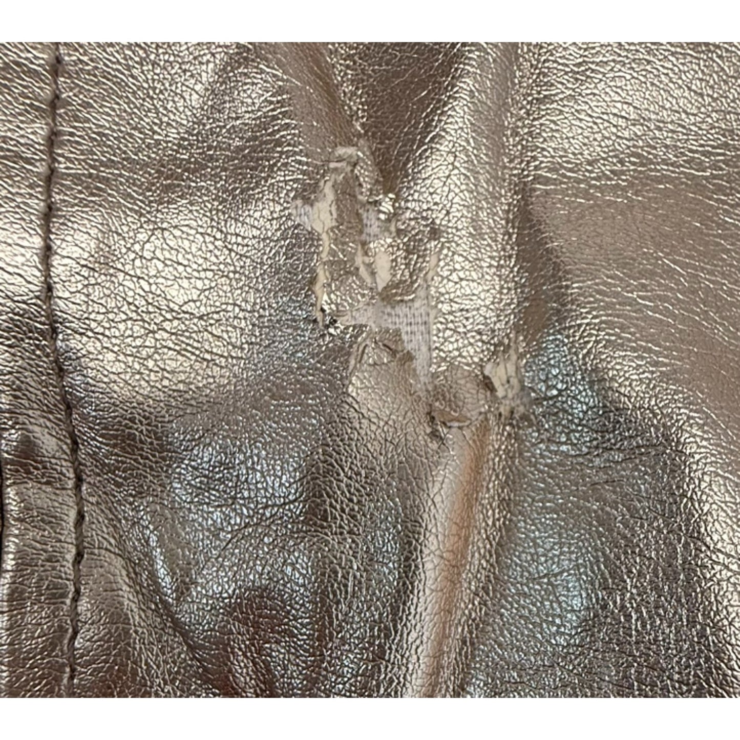BlankNYC Women’s Medium Metallic Gold Moto Biker Leather Jacket Zip Pockets