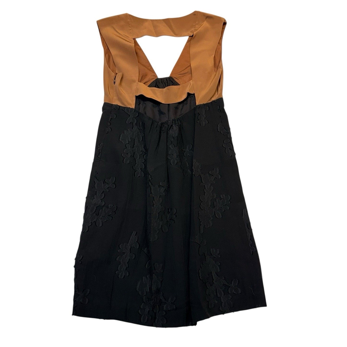 Tibi Sleeveless Colorblock Dress Women’s 6 Brown Black Floral Textured