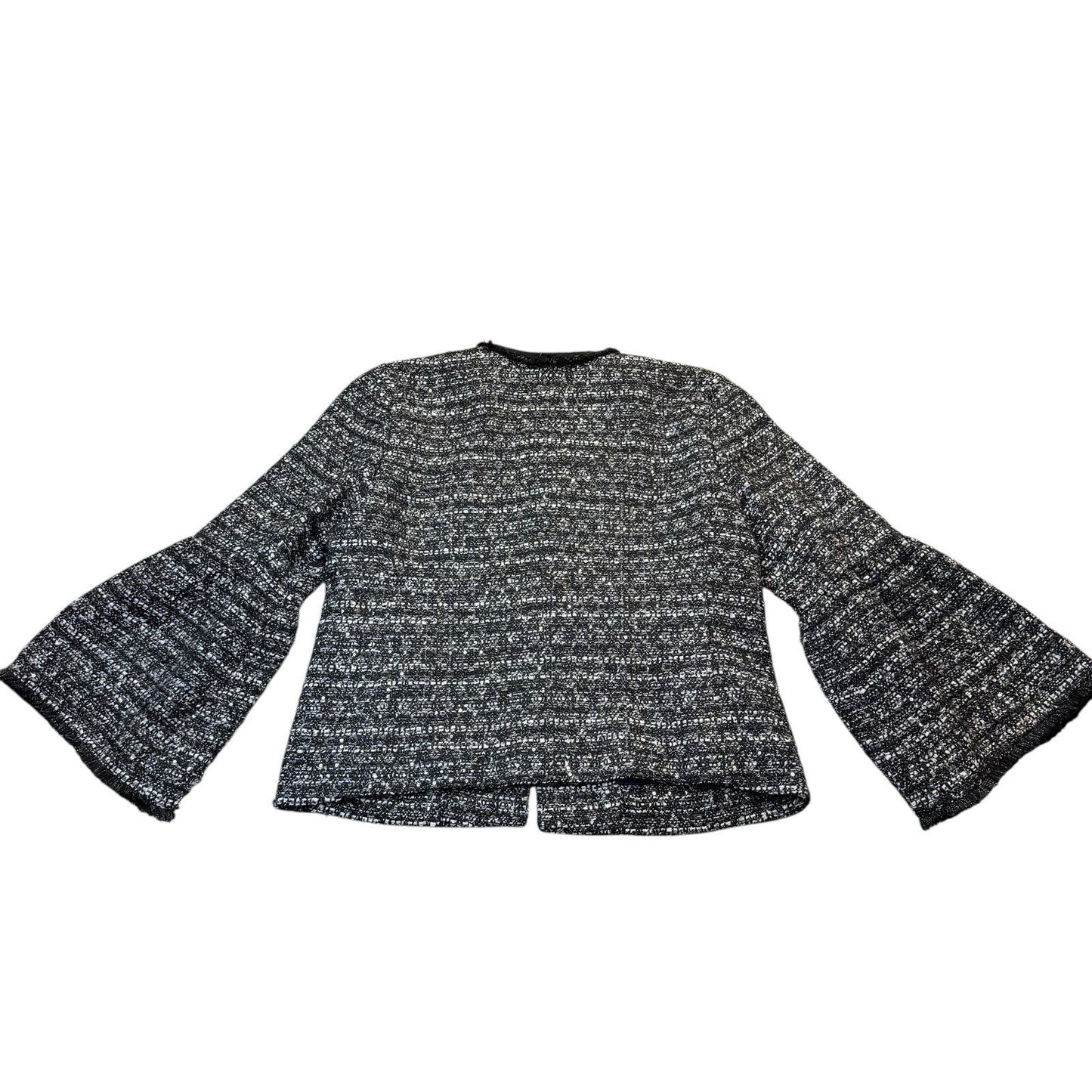 J.Crew Tweed Jacket 10 Bell Sleeve Black White Career Blazer Women's