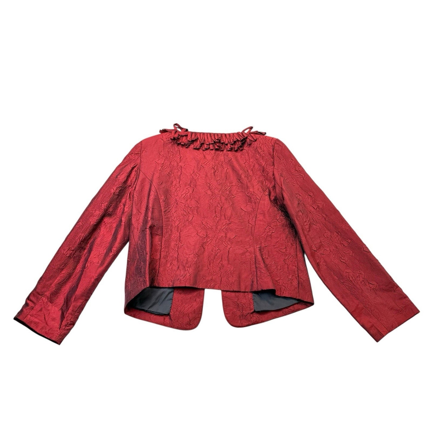 Isaac Mizrahi Red Textured Cropped Jacket PL NWT Women's