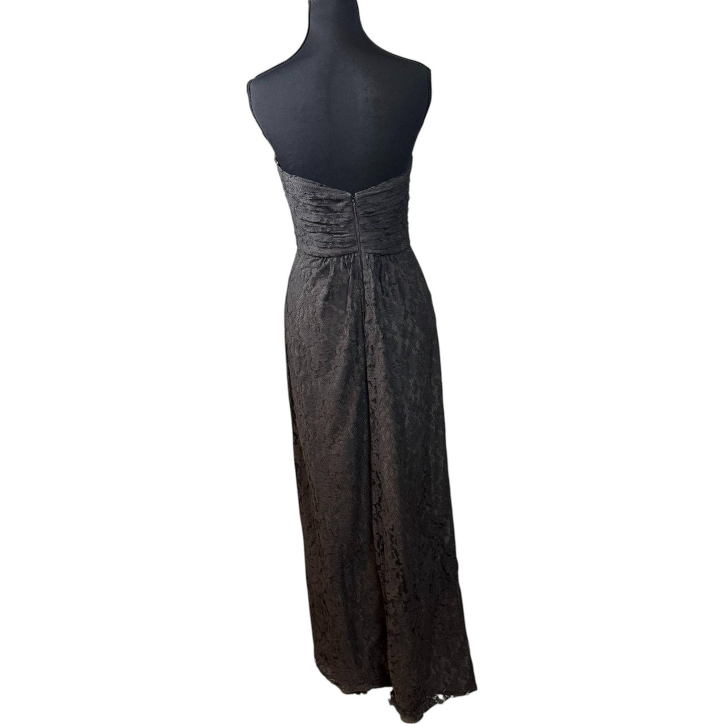 NWT Amsale Women's Size 4 Black Lined Backless Zip Evening Gown Dress