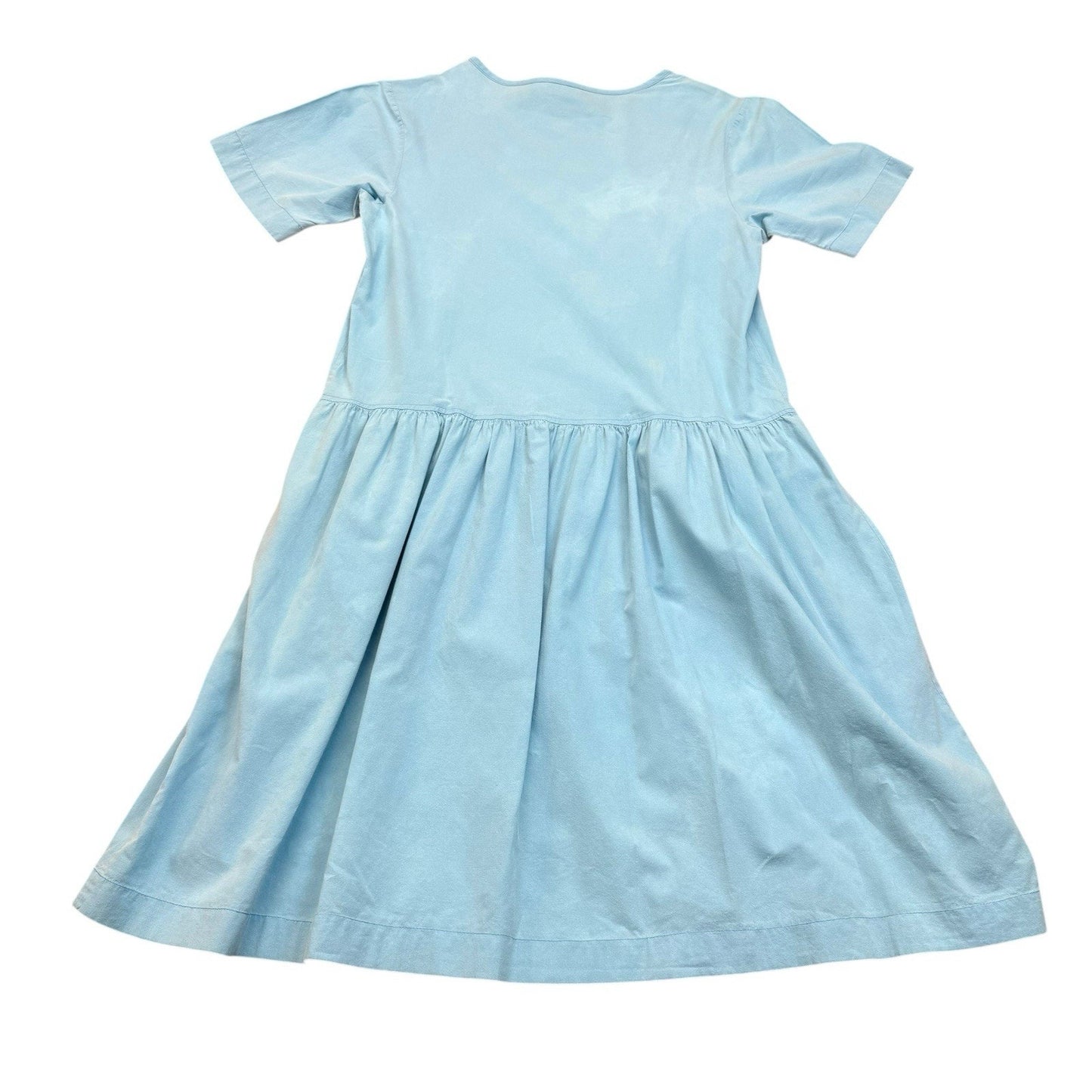 Vintage 1960s Neiman Marcus Blue Short Sleeve Cotton Day Dress Small Women's