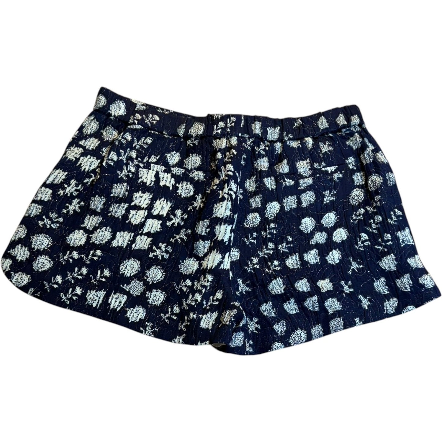 NEW A.L.C Women's Size 12 Blue Casual Comfort Floral Printed Shorts Elastic Waist