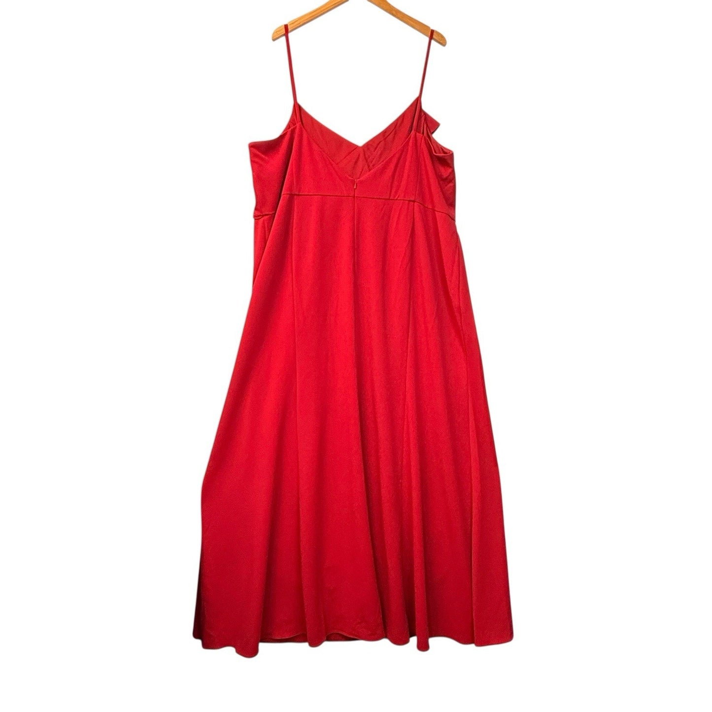 Women's DB Studio Red Midi Dress 26W Plus Ruffle V-Neck Spaghetti Strap NWT