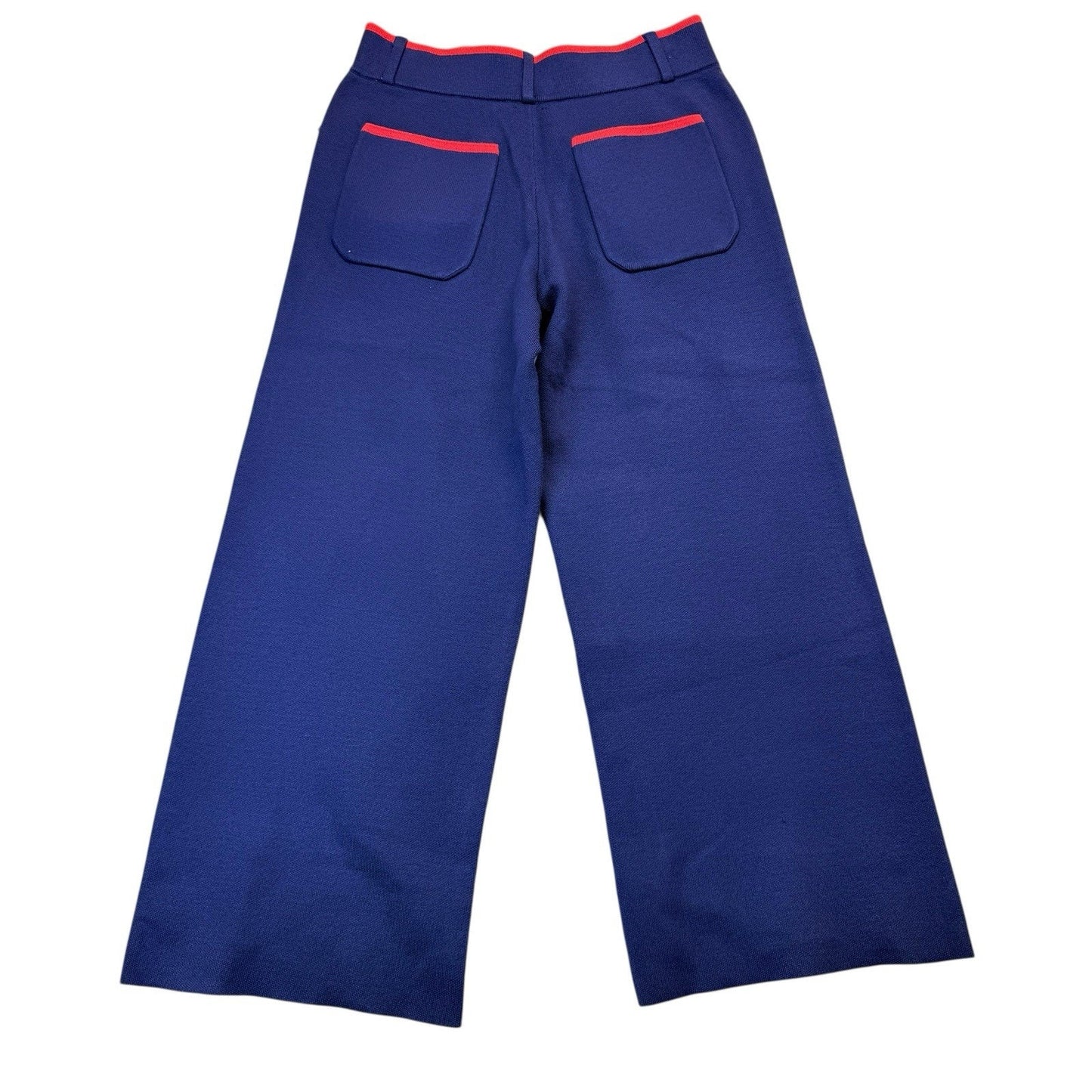 Maeve Anthropologie Blue Wide Leg Crop Pants Contrast Trim S NWT Women's