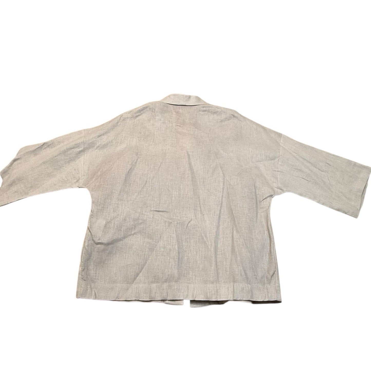Women's Doncaster Linen Blend Open Front Jacket XS Gray Lightweight Minimalist