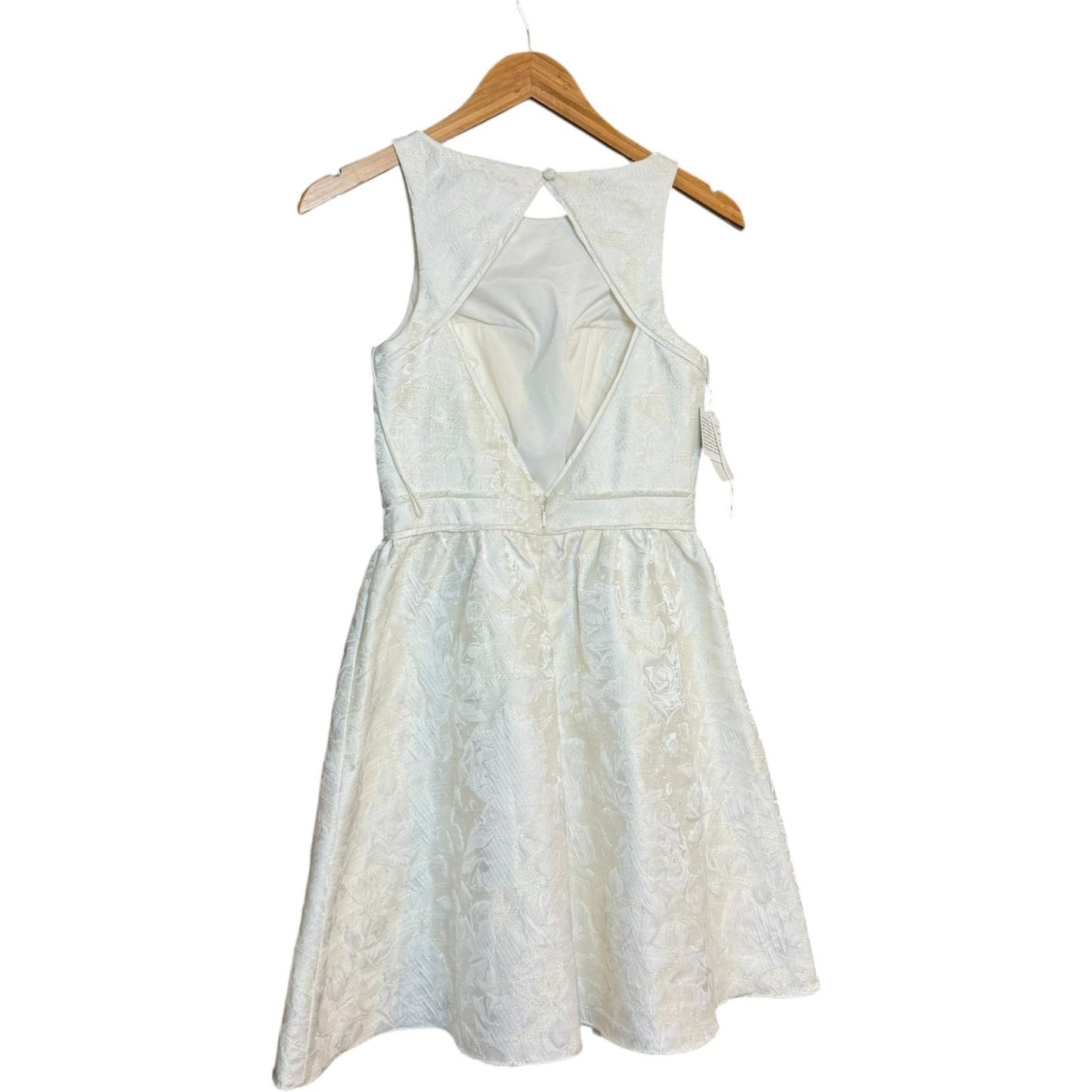 NEW Aidan Mattox Women's Size 4 Lined White Fit and Flare Zip Floral Dress $255