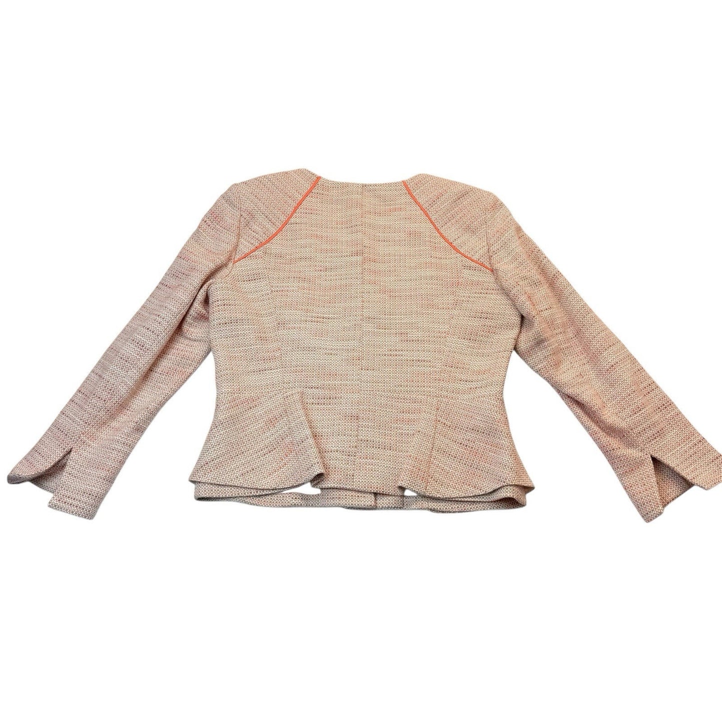 ETCETERA Tweed Jacket 12 Peplum Blazer Pink Orange Trim Women's