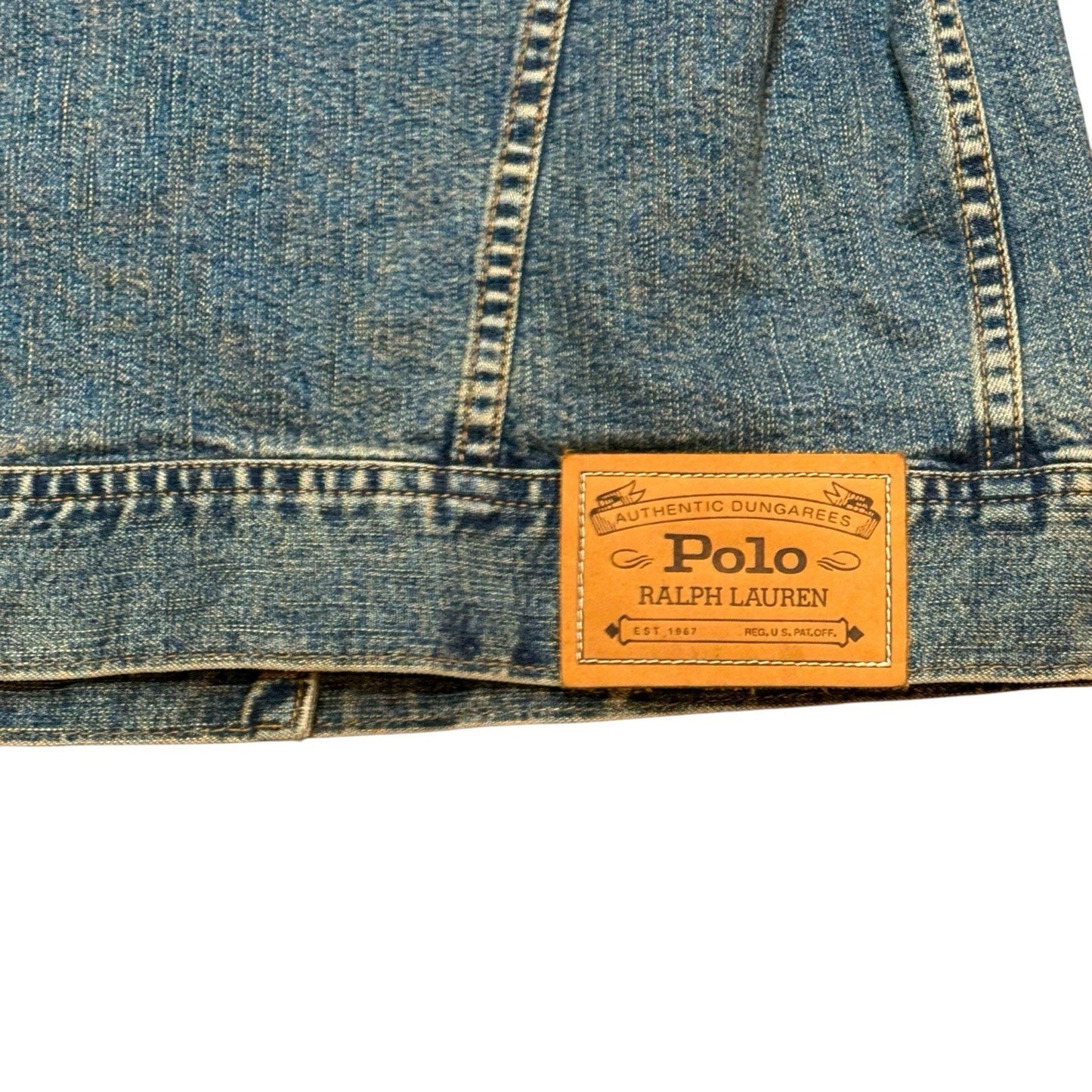 Men's Polo Ralph Lauren Blue Jean Denim Flag Jackets Size M Corduroy Collar USA