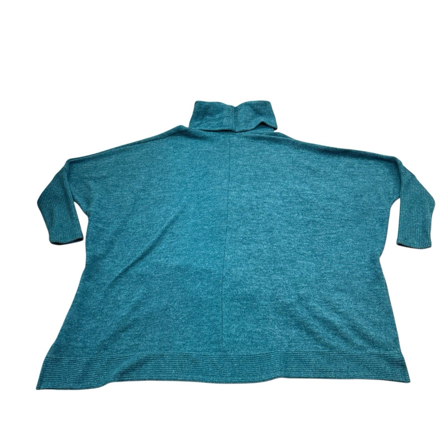 Buru Teal Turtleneck Sweater XS/S Made in USA Layered Hem Women's