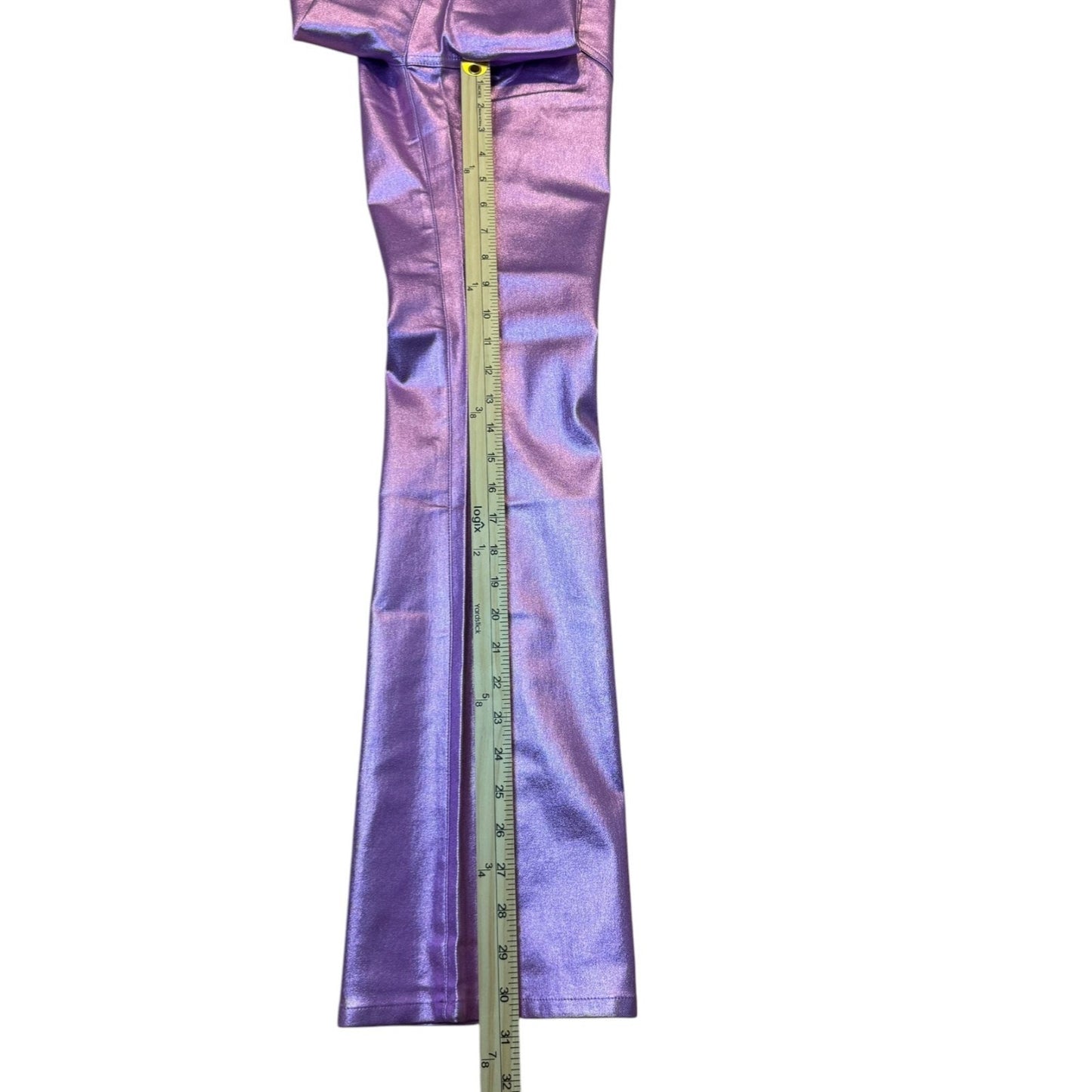 New A.Z.I Women's Size 4 Purple Metallic Glossy Gradient Ombre Flared Pants