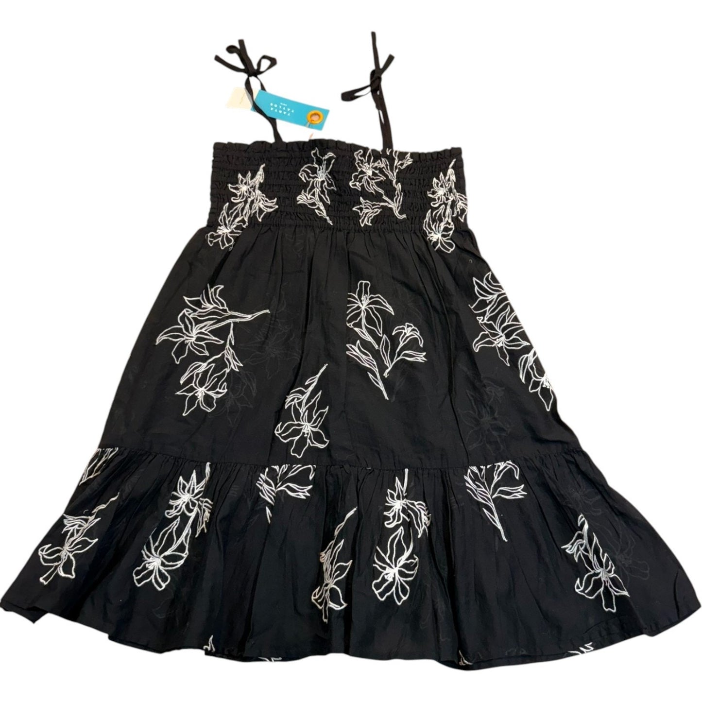 Tanya Taylor Swim Mini Lina Dress Girls L Black WHT Embroidered Lily Cotton NWT Women's