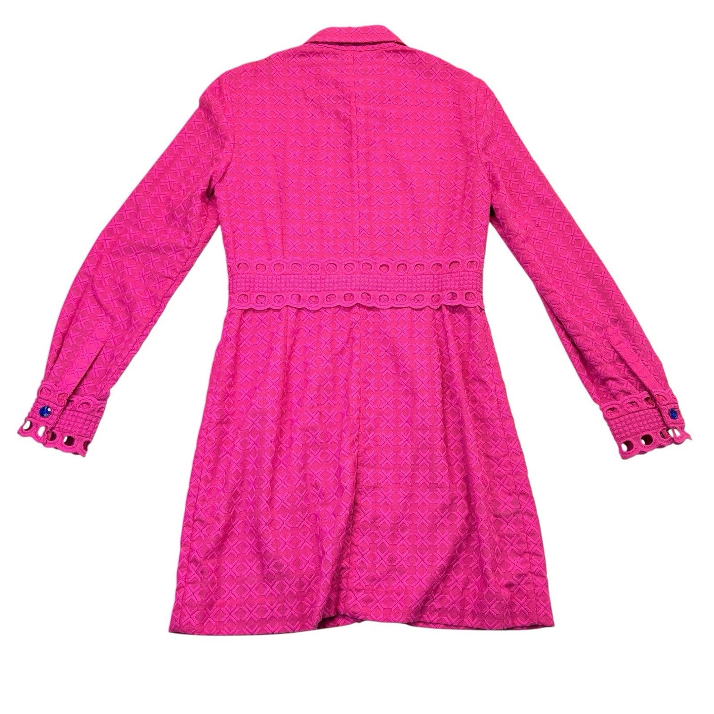 House of Holland Pink Textured Shirt Dress Button Front Size 6 Women's