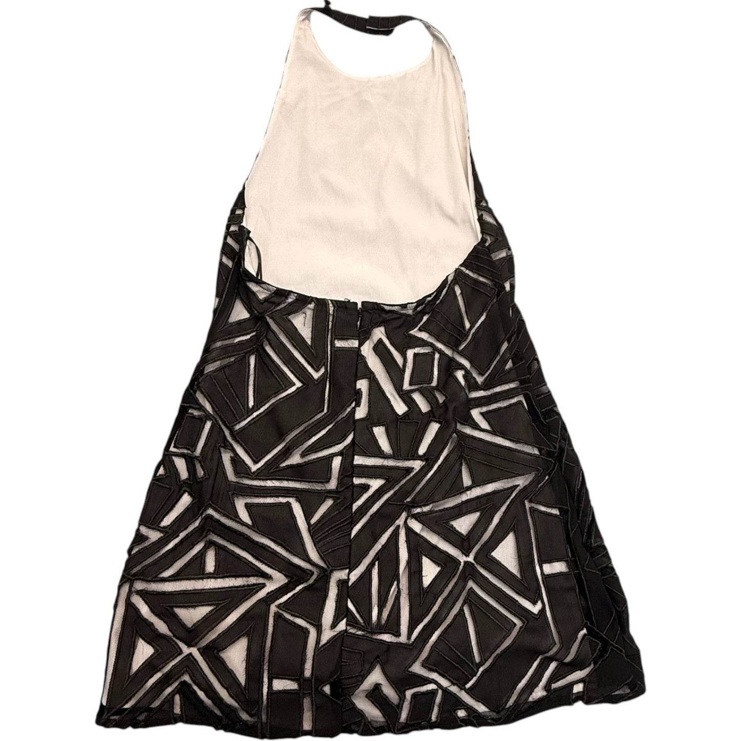 NBD Say It Geometric Mesh Halter Dress XS Black White Lined Open Back Women's