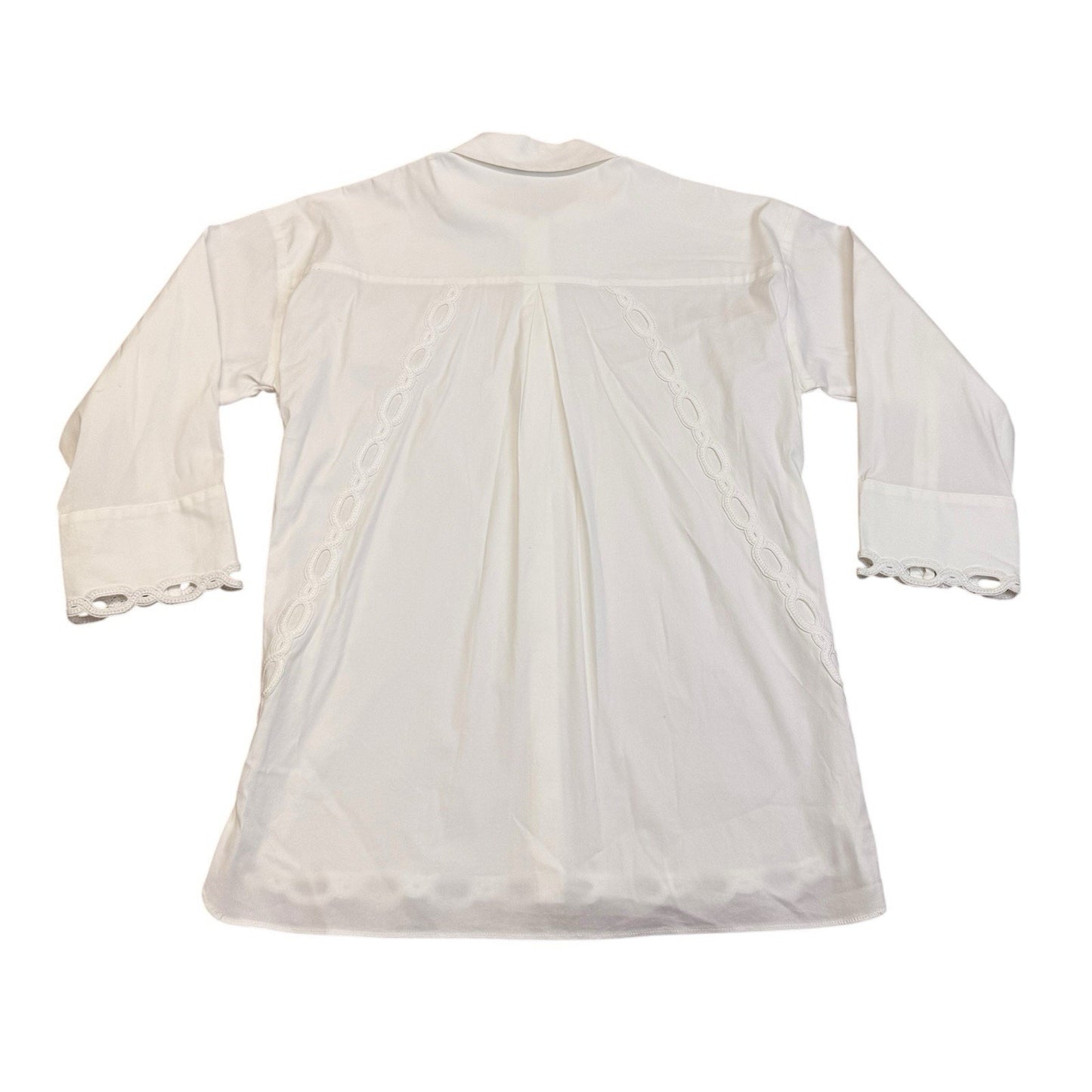 Vintage Per Se Y2K White Button Front Blouse Women’s Size 4 Scallop Hem