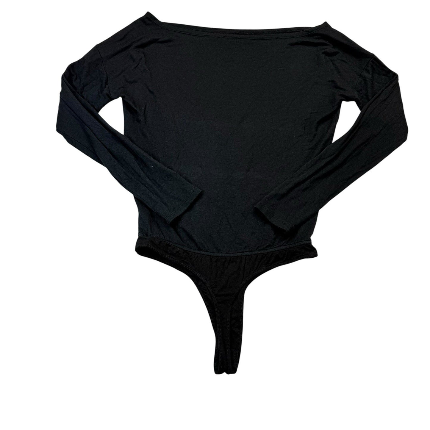 PAIGE Black Long Sleeve Bodysuit XS Stretch Off Shoulder Blouse Women's