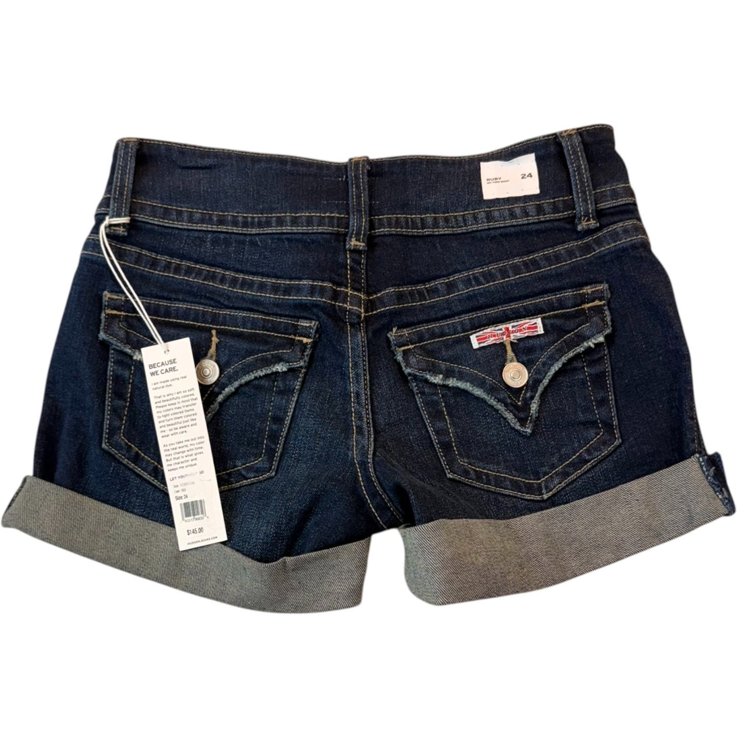 NEW Hudson Women's Size 24 Ruby Mid Thigh Blue Denim Shorts