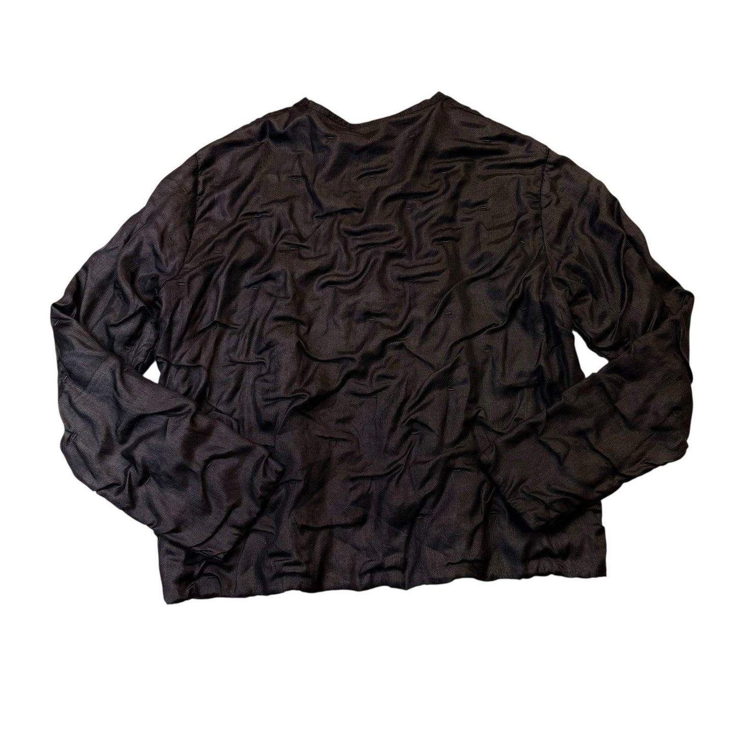Eileen Fisher Black Silk Zip Up Jacket Women's XS Ruched Lightweight