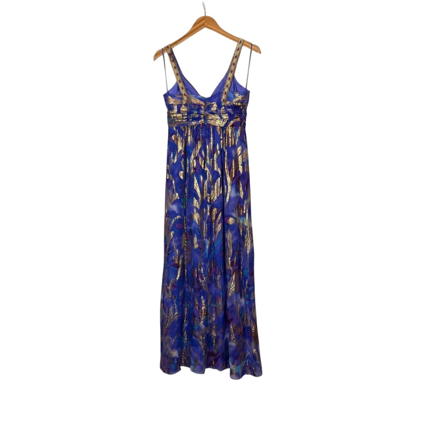 Nicole Miller Women's Size 2 Formal V-Neck Spaghetti Strap Zip Evening Gown Dress