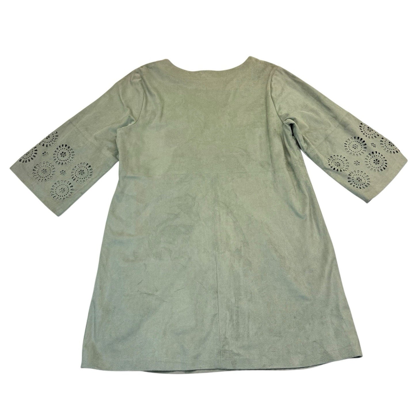 Vince Camuto Sage Green Suede Tunic Dress Laser Cut NWT Size 16 Women's