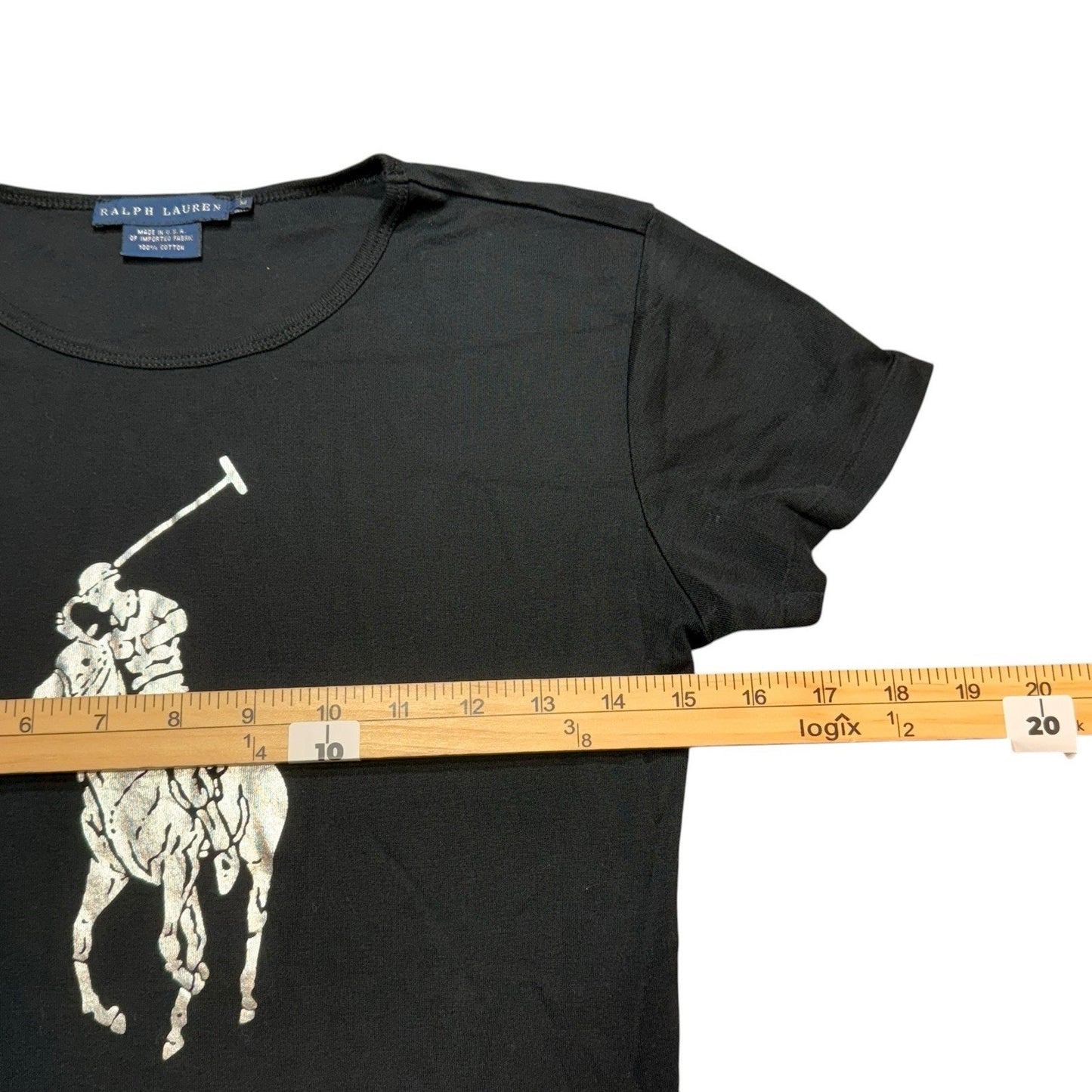 Y2K Ralph Lauren US Open Big Pony T-Shirt Women’s M White Gold Logo Vintage Polo