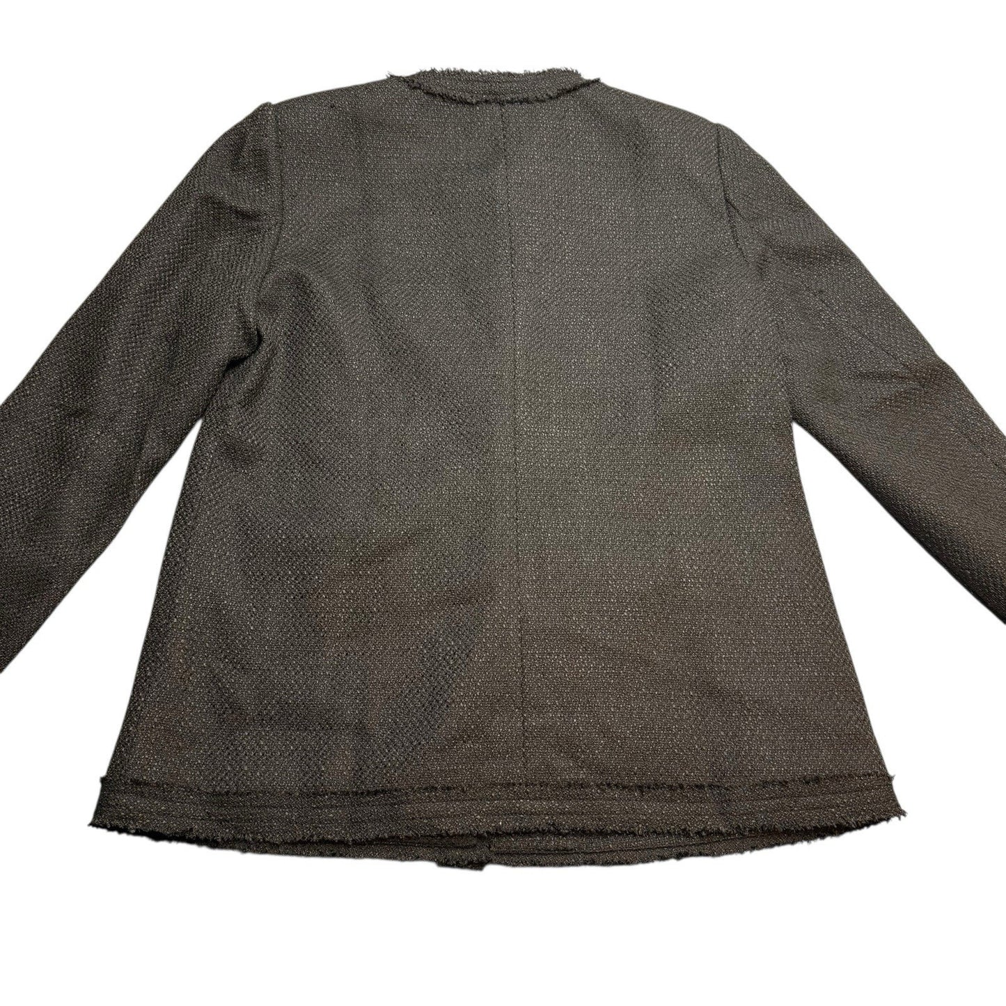 NWT M. Infisavo New York Women’s Black Blazer Size L Gold Button Tweed Jacket