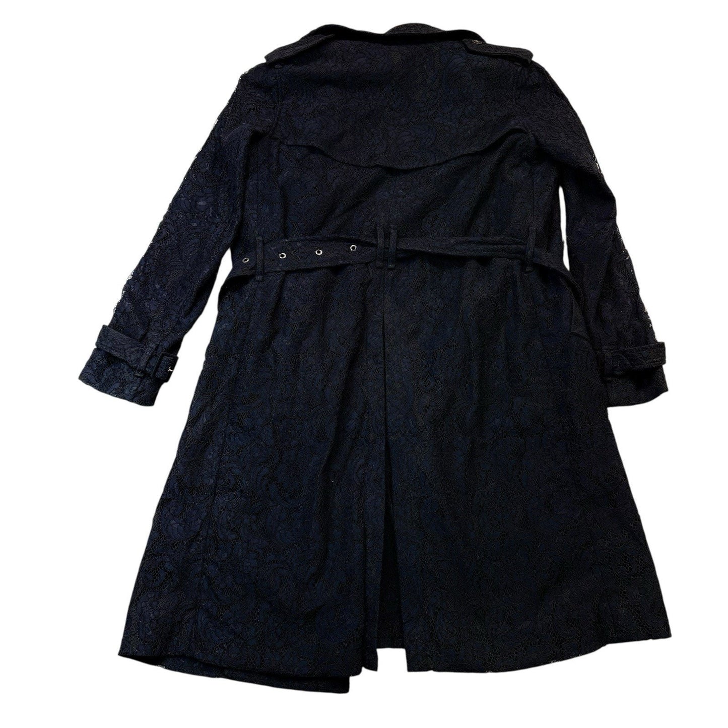 Carlisle New York Navy Lace Trench Coats Women's Size 4 Belted Long