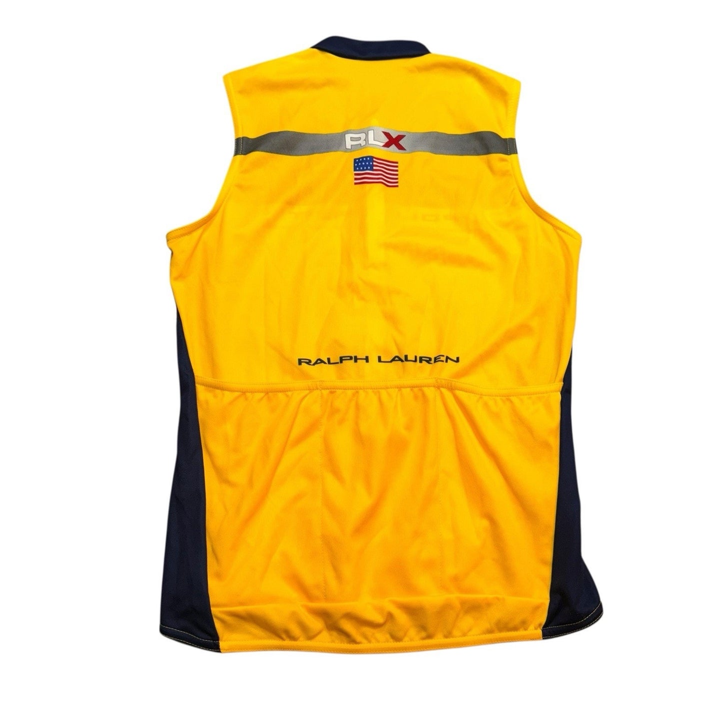 Ralph Lauren Polo Sport RLX Cycling Vests Yellow Navy Zip Front Men’s Size Large