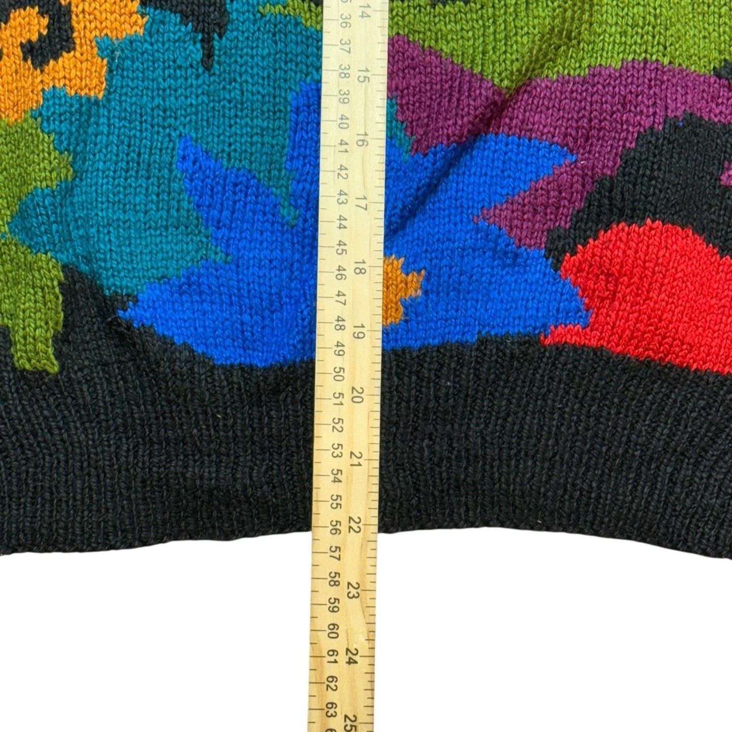 Perry Ellis Vintage Spring 1983 Hand Knit Silk Flower Intarsia Sweater Medium Women's