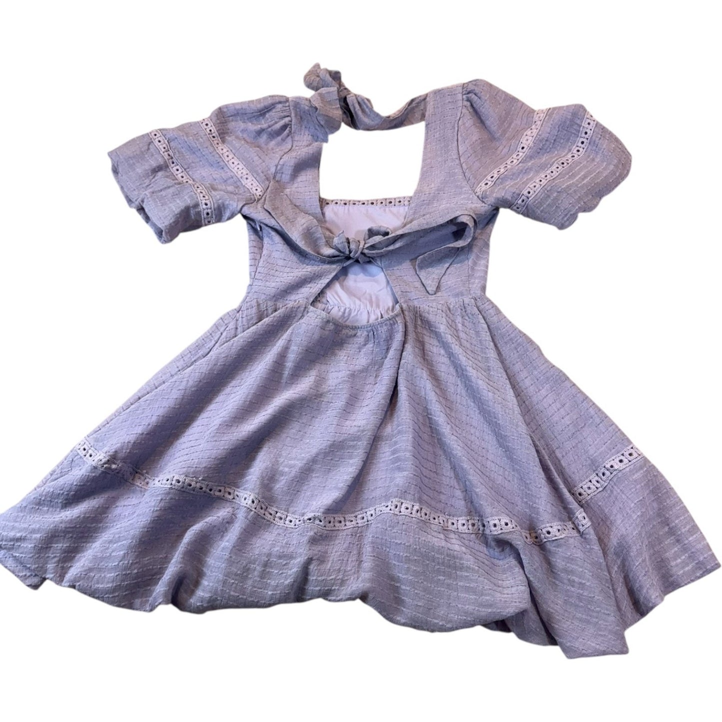 NEW Showpo. Women's Size 8 Lilac Lace Codah Trim Detail Bubble Hem Dress