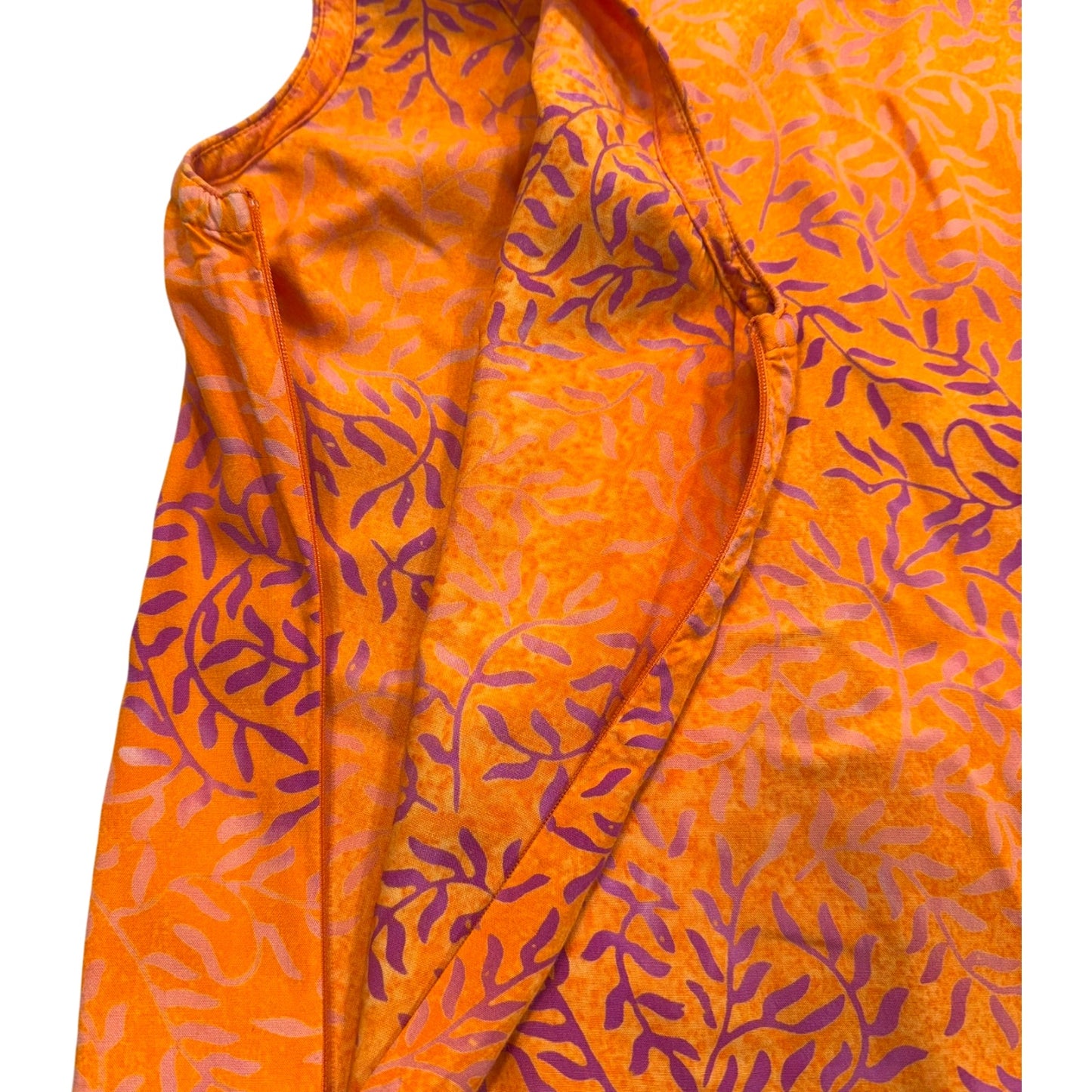 Y2K Bali Batiks Orange Batik Sleeveless Shift Dress Rayon Size M Women's