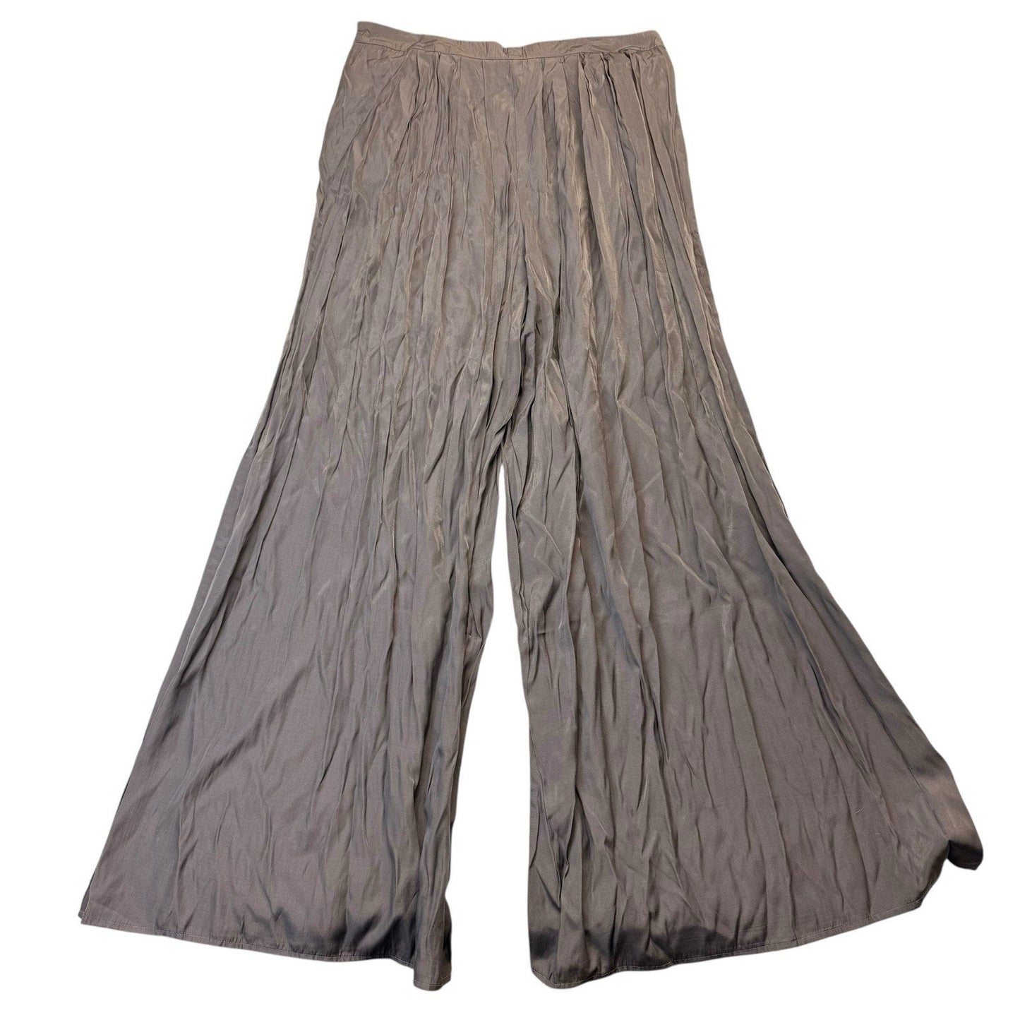 Sweet Sinammon Y2K Crinkle Wide Leg Pants Gray Rayon Boho Size L NWT Women's