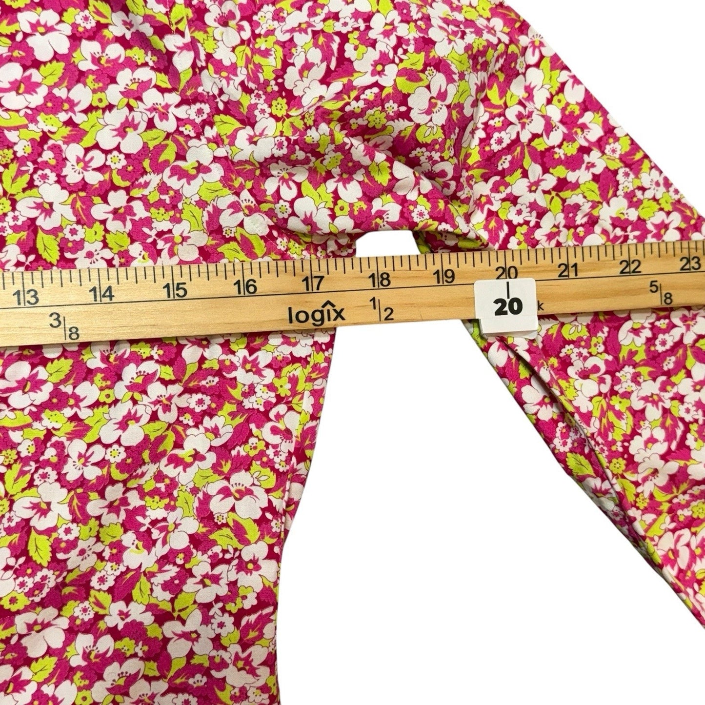 VTG Ralph Lauren Pink Chartreuse Floral Cotton Shirt Women’s Size 4 Button-Up