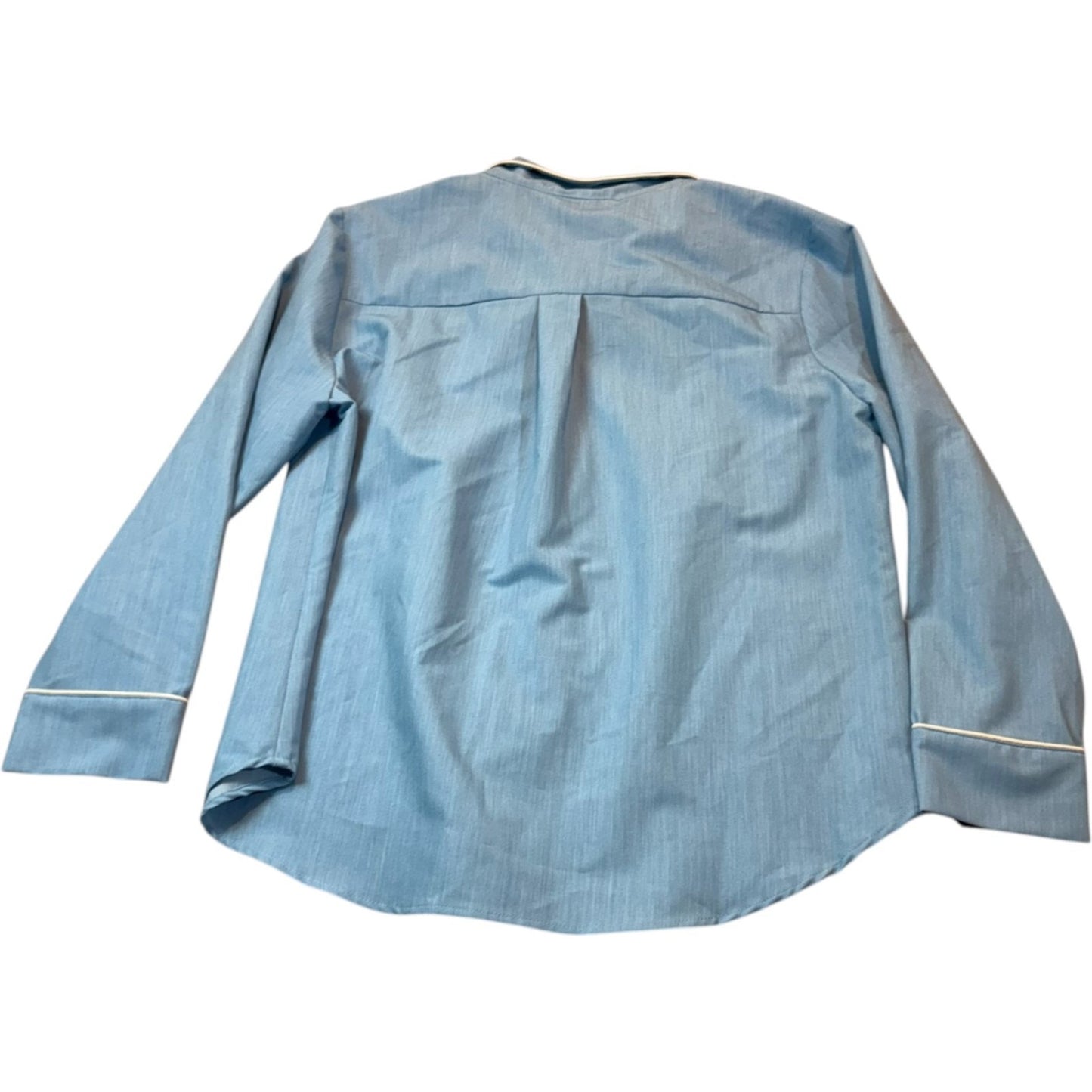 NEW Buru Women's Size Large Blue Modern Casual Loungewear Long-Sleeve Blouse