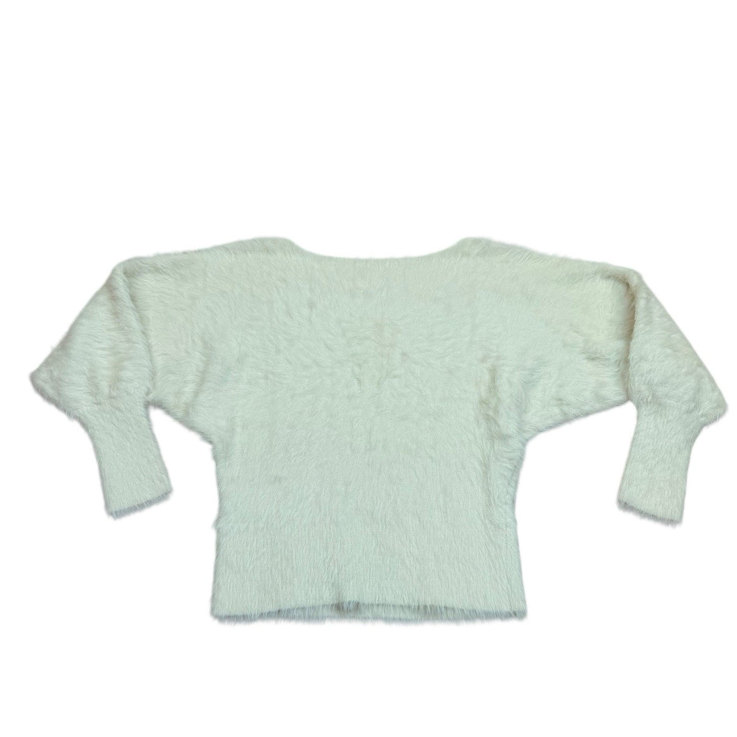Anthropologie Eyelash Fuzzy Sweater Cream XS Cropped Women's