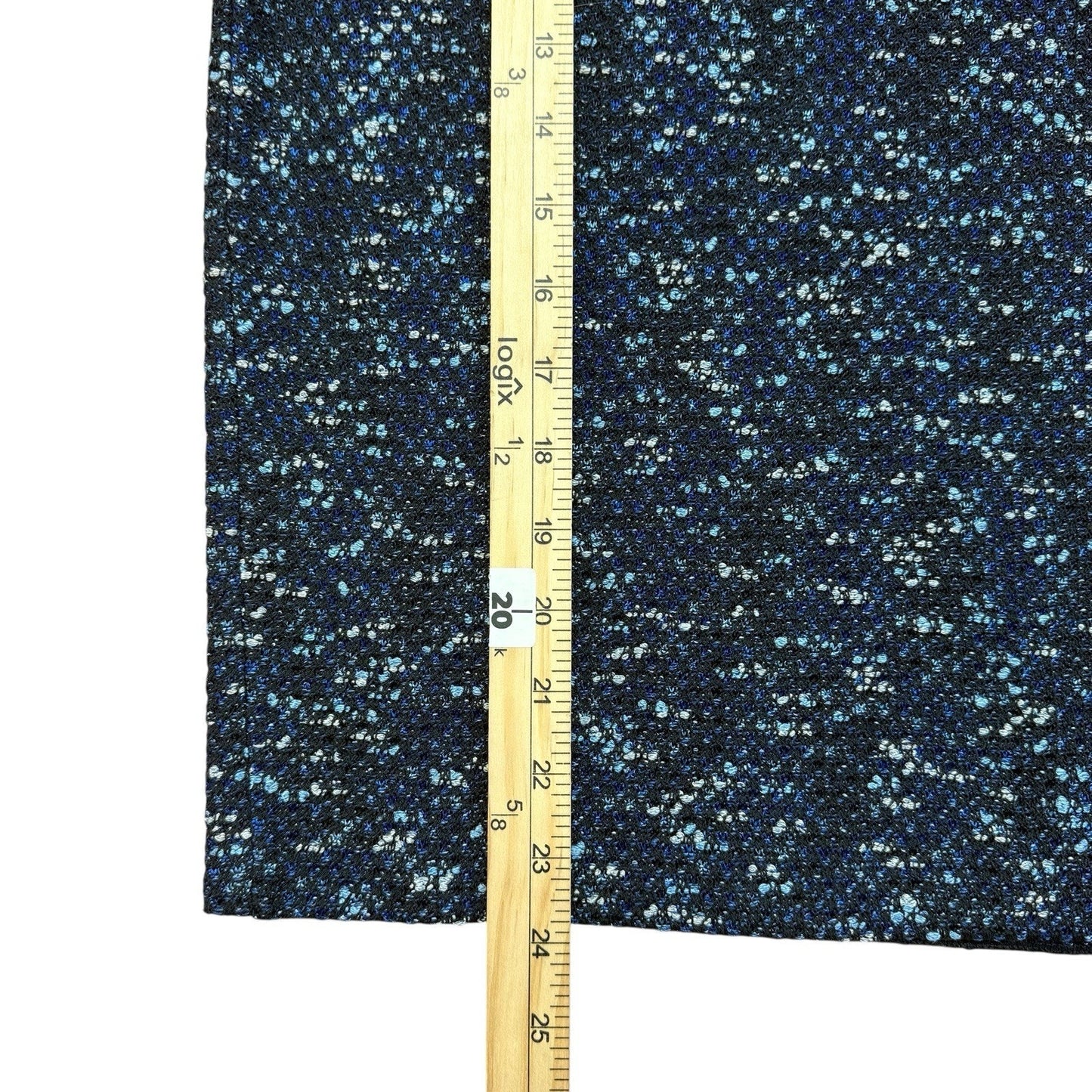 St. John Collection Knit Skirt Blue Black Tweed Size 14 Made in USA Luxury Desig Women's
