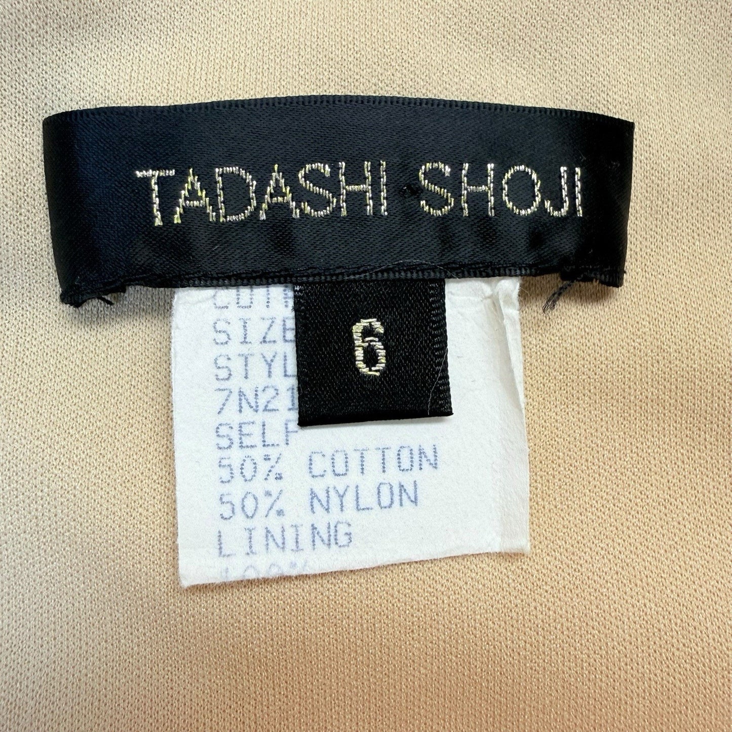 Tadashi Shoji One Shoulder Cocktail Dress Size 6 Ivory Beige Sash Formal USA Women's
