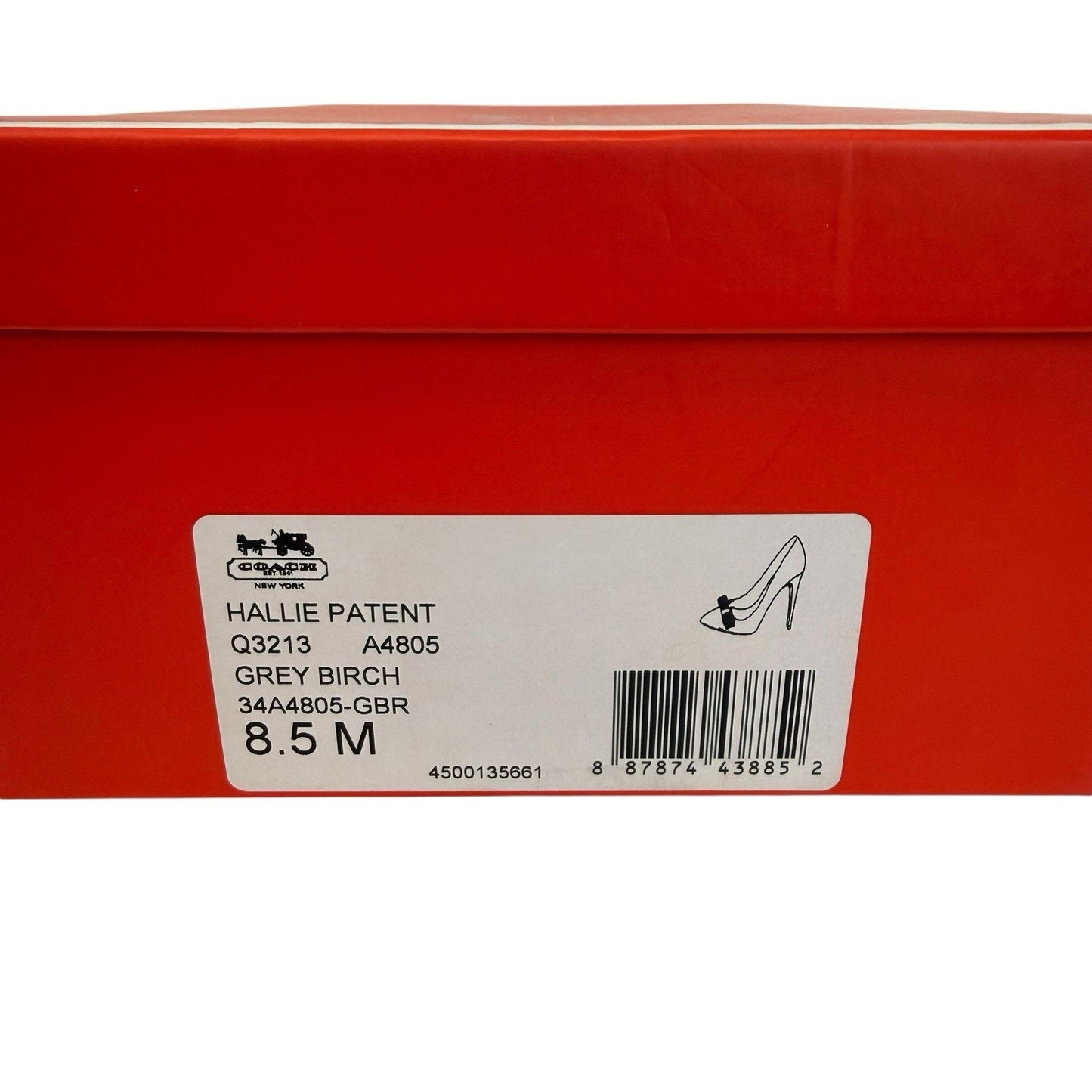 Women's Coach Hallie Patent Pump 8.5B Grey Birch Bow Heels NIB Luxury Shoes