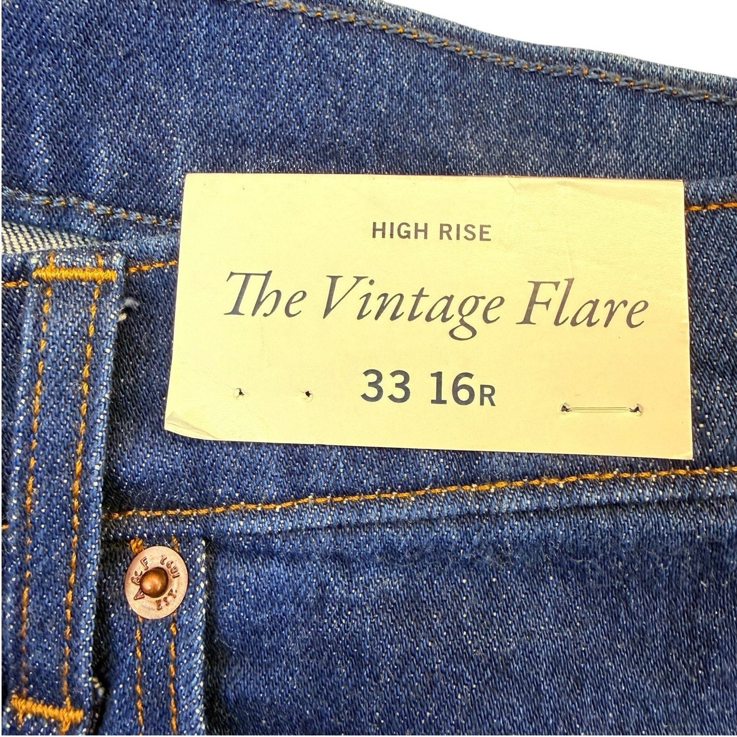 Abercrombie & Fitch Vintage Flare Jeans Women's 33x16R Blue High Rise NWT