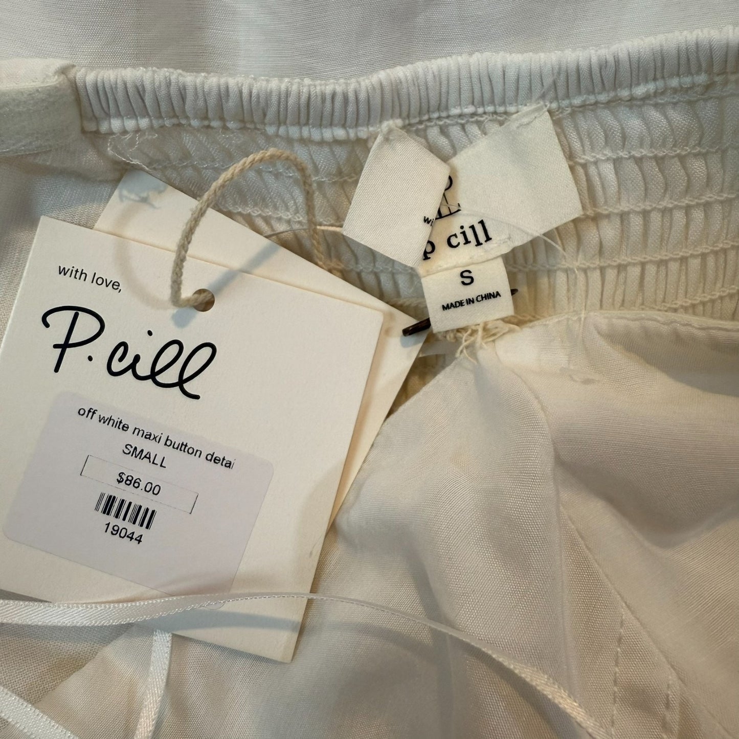 NEW P. Cill Women's Size Small Off White Strapless Maxi Button-Down Tiered Dress