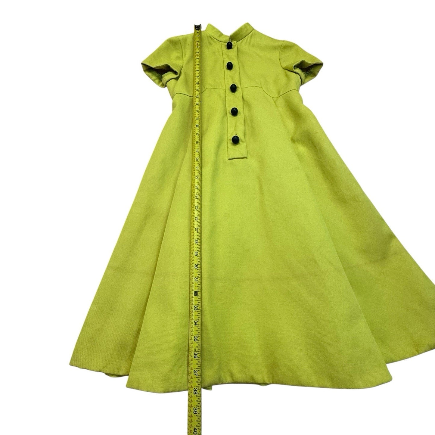 Vintage Teal Traina Chartreuse A-Line Dress Short Sleeve Mod 60s Women's