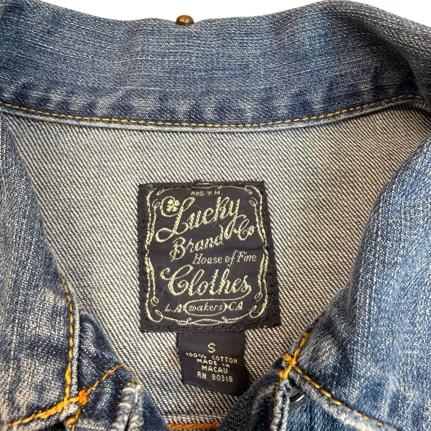 Lucky Brand Cropped Denim Jacket Medium Wash Size S Women's