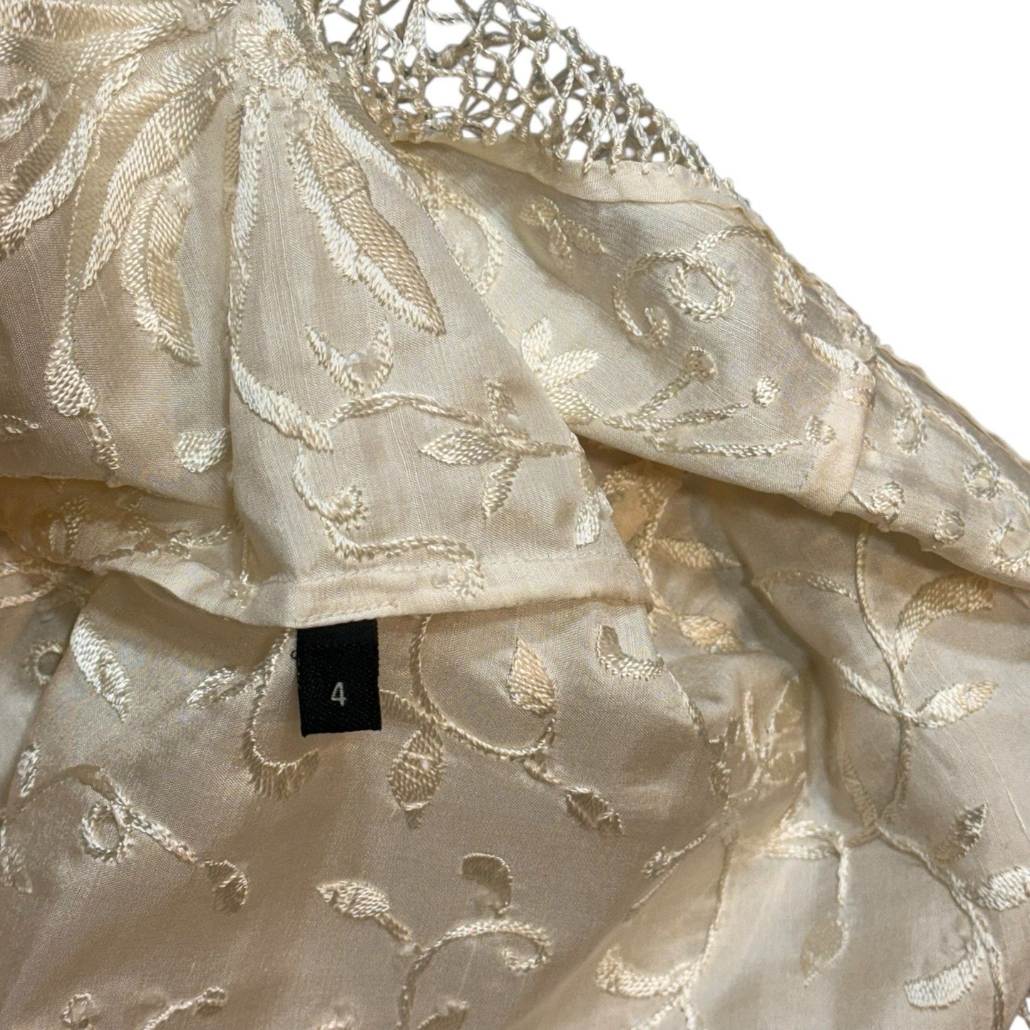 Vintage Collection Women’s Lace Fringe Blouse & Matching Scarf Cream Size M