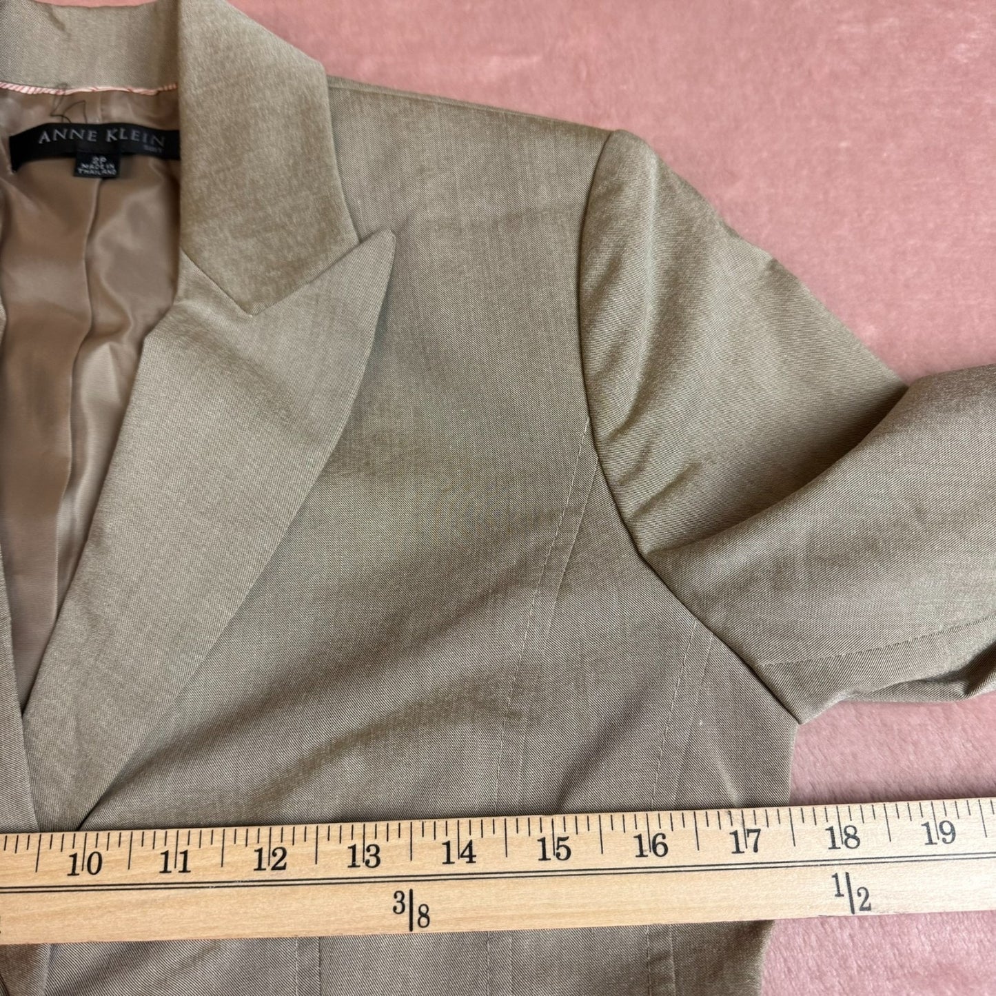Anne Klein Y2K Beige Blazer Pencil Skirt Suit Set Women’s 2P New