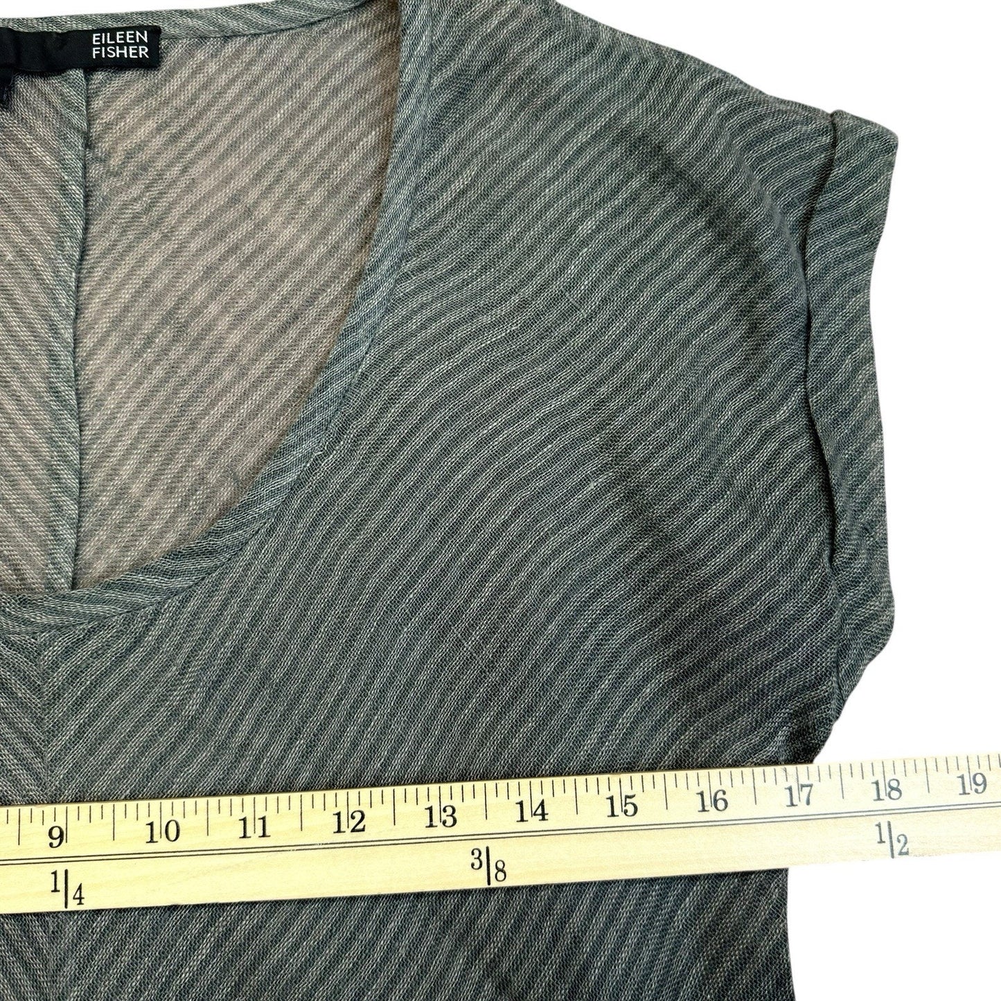 Eileen Fisher Wool Blend Sleeveless Tunic Women's T-Shirt Gray Chevron XS