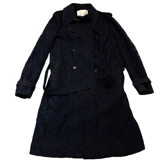Carlisle New York Navy Lace Trench Coats Women's Size 4 Belted Long