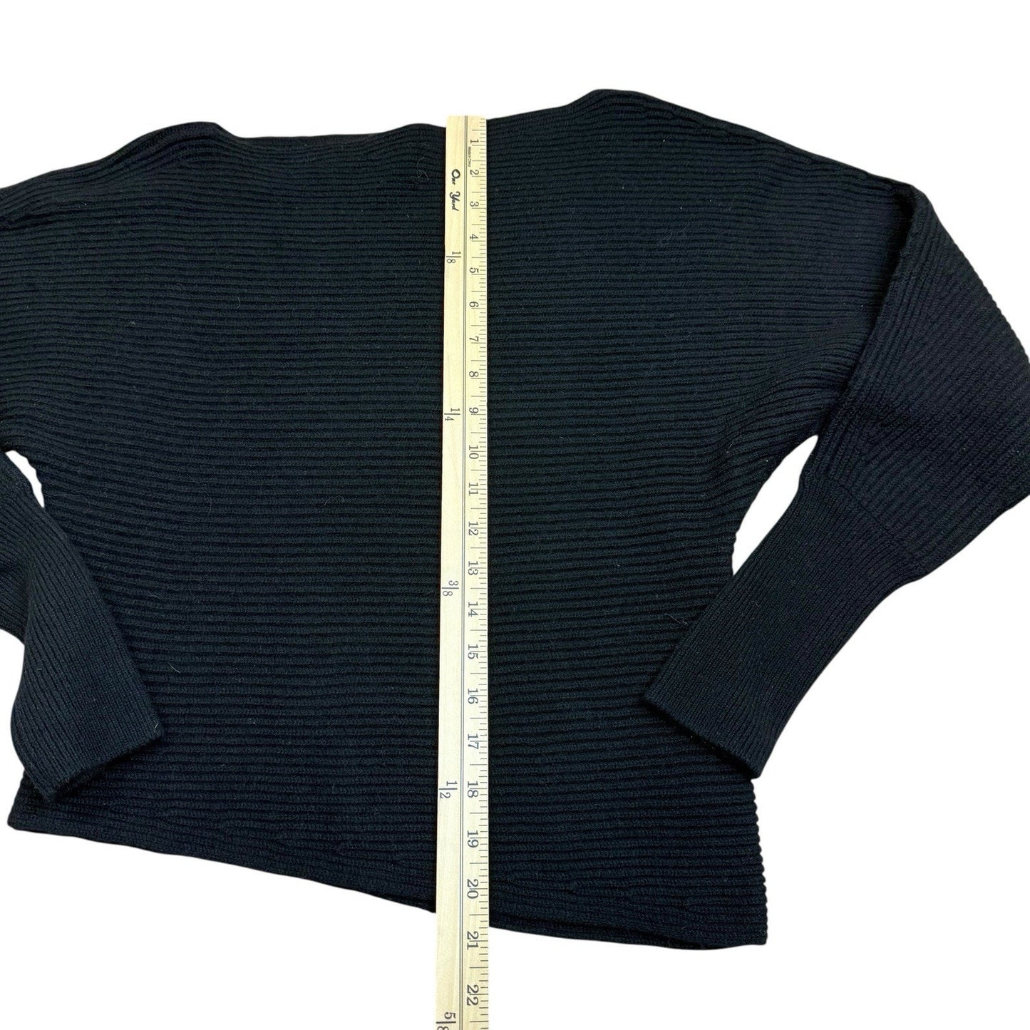 INTERMIX 100% Cashmere Ribbed V Neck Sweater Black S Women's