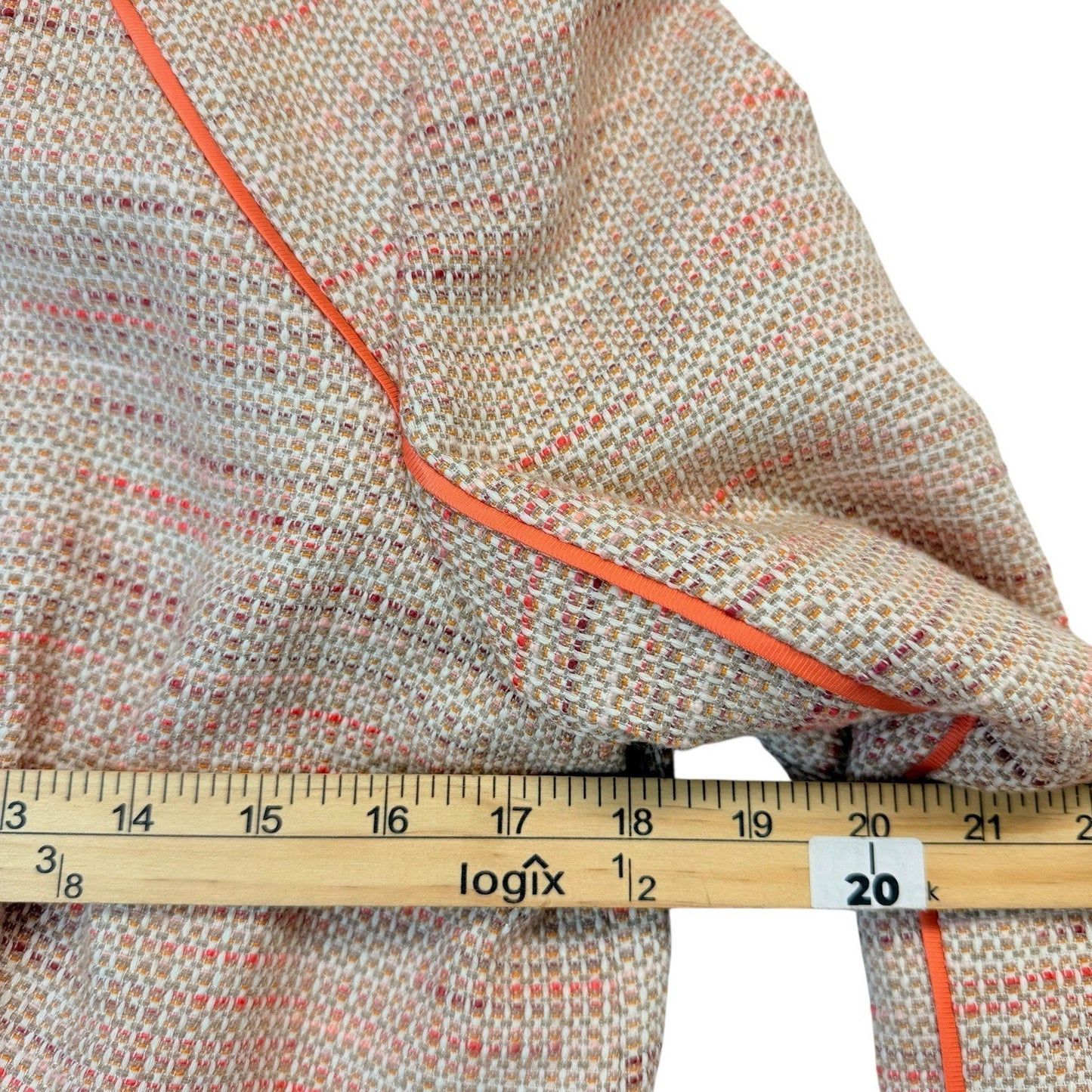 ETCETERA Tweed Jacket 12 Peplum Blazer Pink Orange Trim Women's