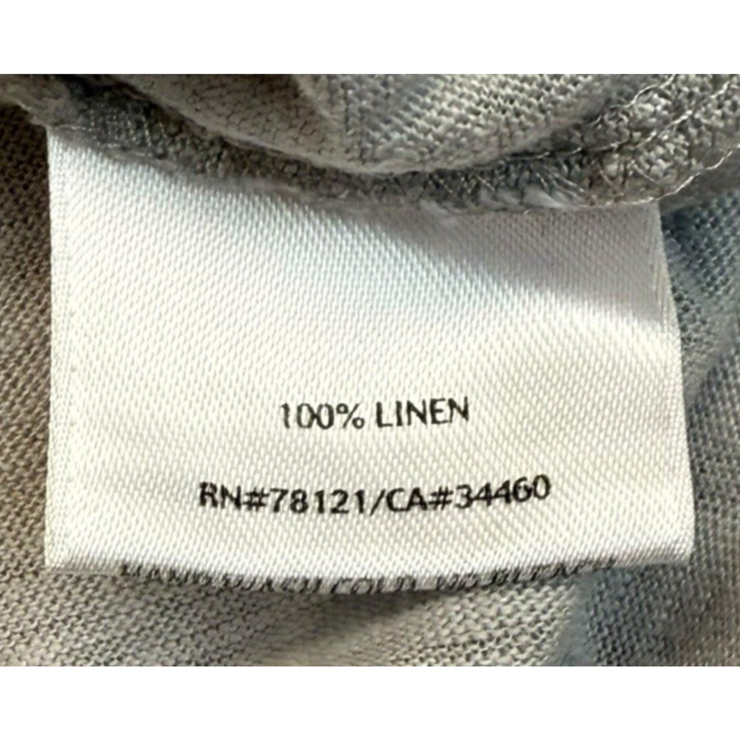 Eileen Fisher Linen Dress Women's Small Gray 3/4 Sleeve Smocked Tunic Scoop Neck